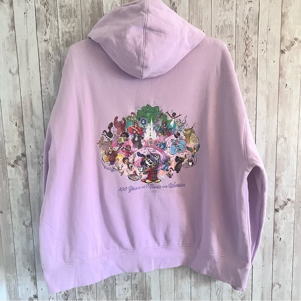 Disney Women’s 100th Anniversary Zip-Up Hooded Sweatshirt Size XL
